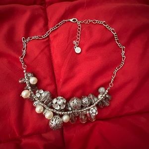 Necklace, Silver, Bauble, pearls and crystals